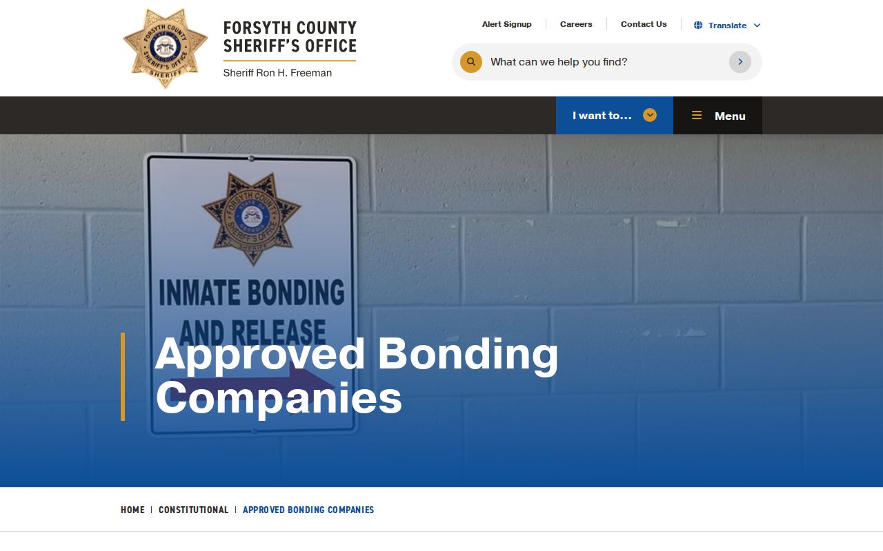 Official Forsyth Sheriff bonding information page for a Cumming case involving county custody