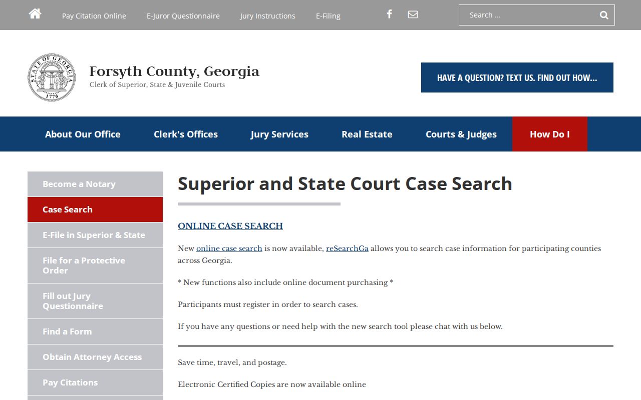 Forsyth County warrant lookup Clerk case search