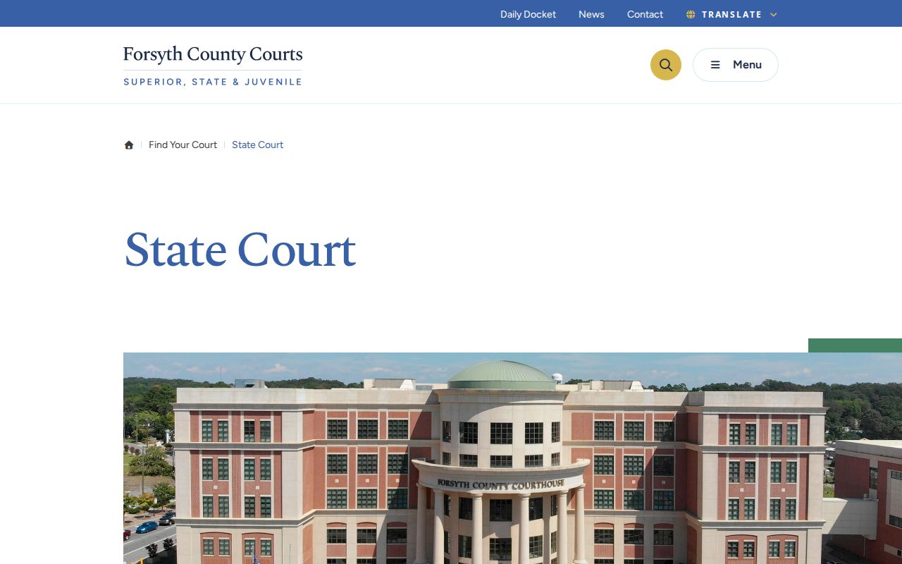 Forsyth County State Court jurisdiction and contact information